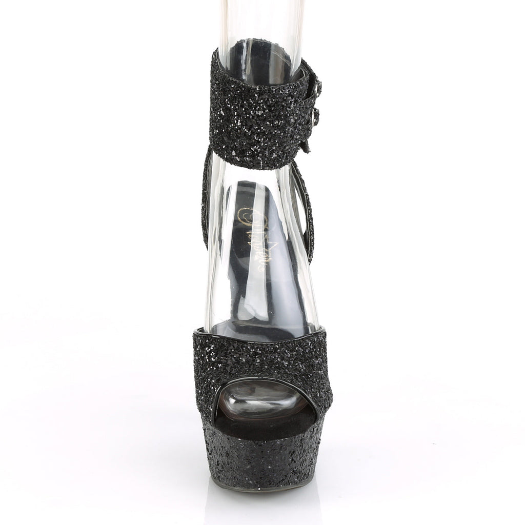 Pleaser Womens Sandals DELIGHT-691LG Blk Glitter/Blk Glitter