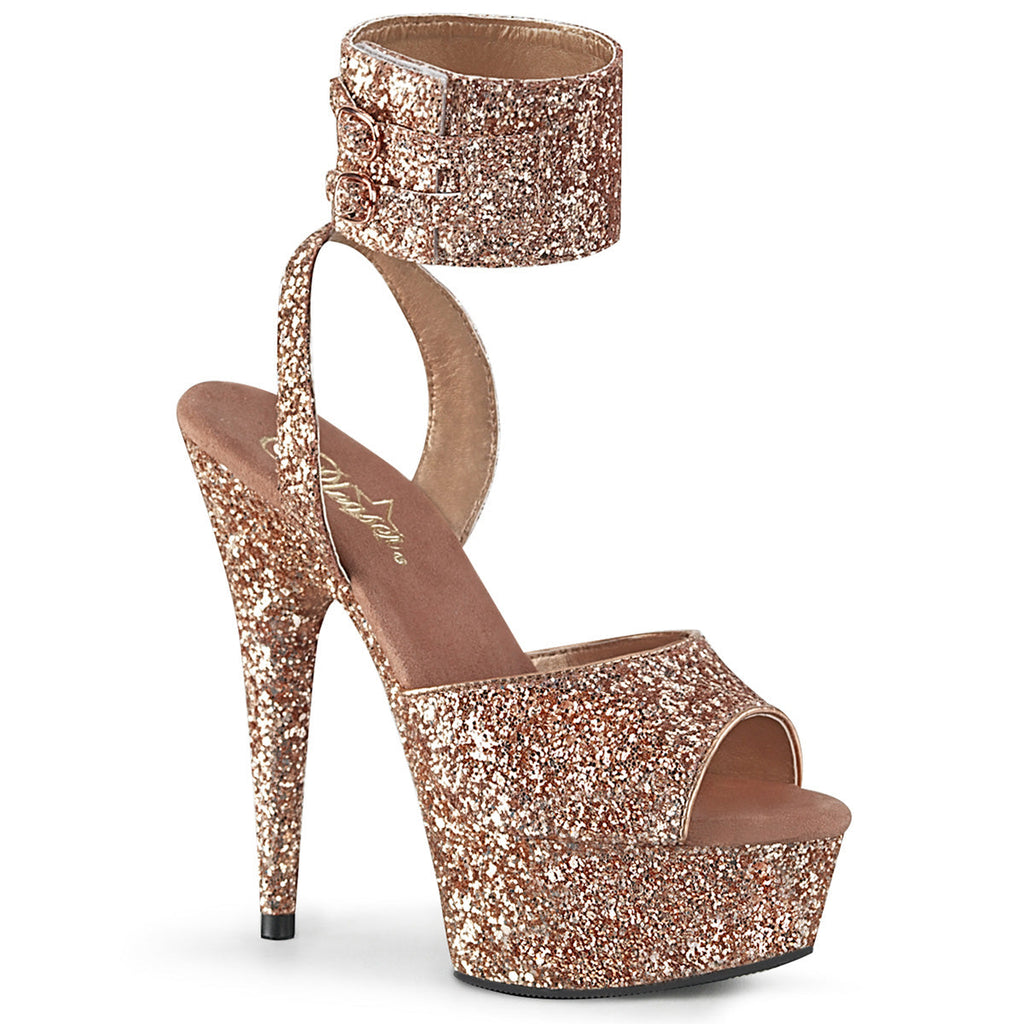 Pleaser Womens Sandals DELIGHT-691LG Rose Gold Glitter/Rose Gold Glitter