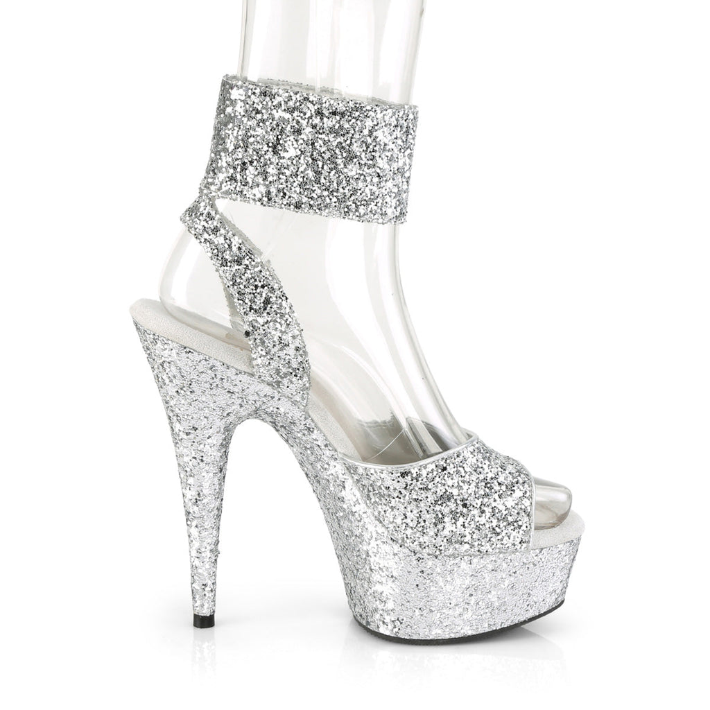 Pleaser Womens Sandals DELIGHT-691LG Slv Glitter/Slv Glitter