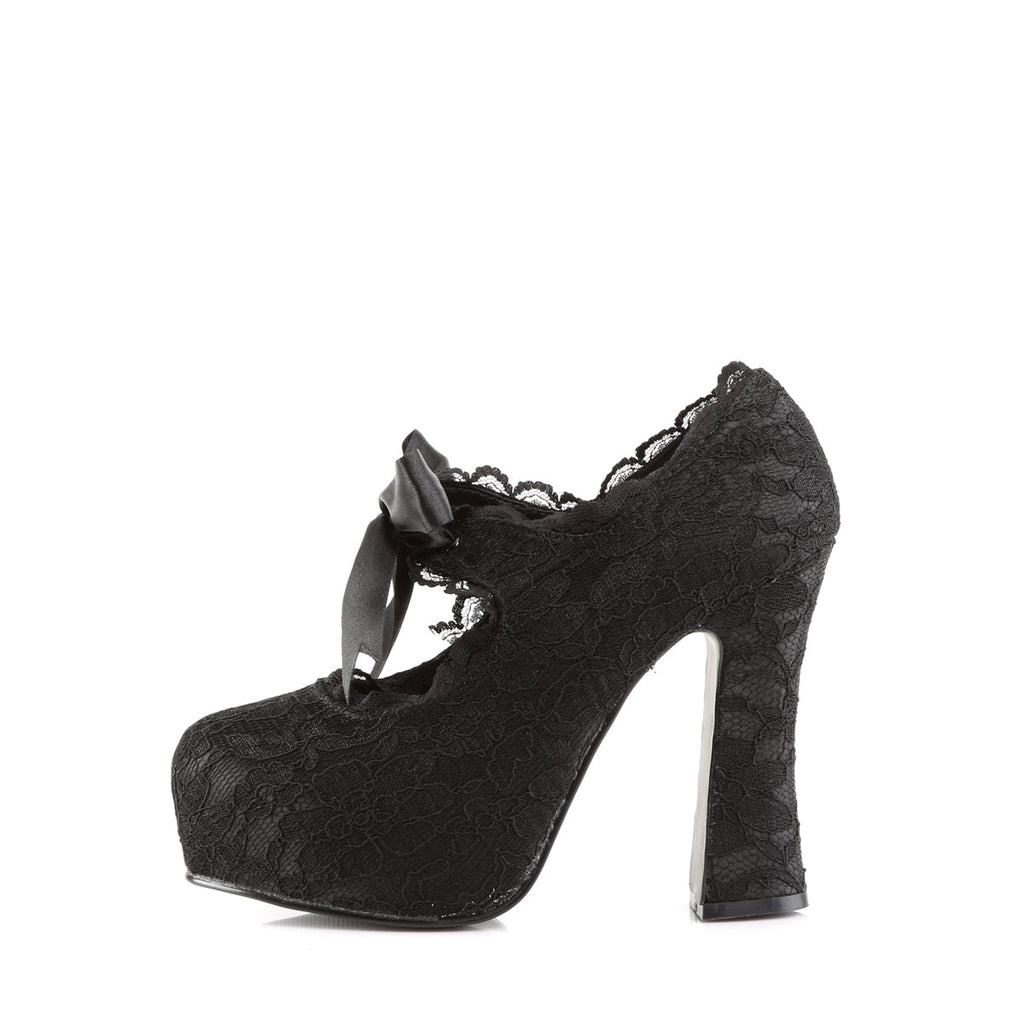 DemoniaCult Womens Pumps DEMON-11 Blk Satin-Blk Lace