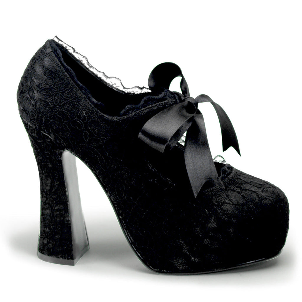 DemoniaCult Womens Pumps DEMON-11 Blk Satin-Blk Lace