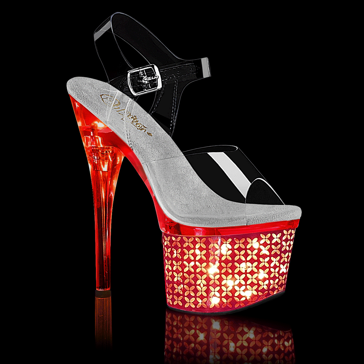 Pleaser Womens Sandals DISCOLITE-708FLP Clr/Slv Chrome