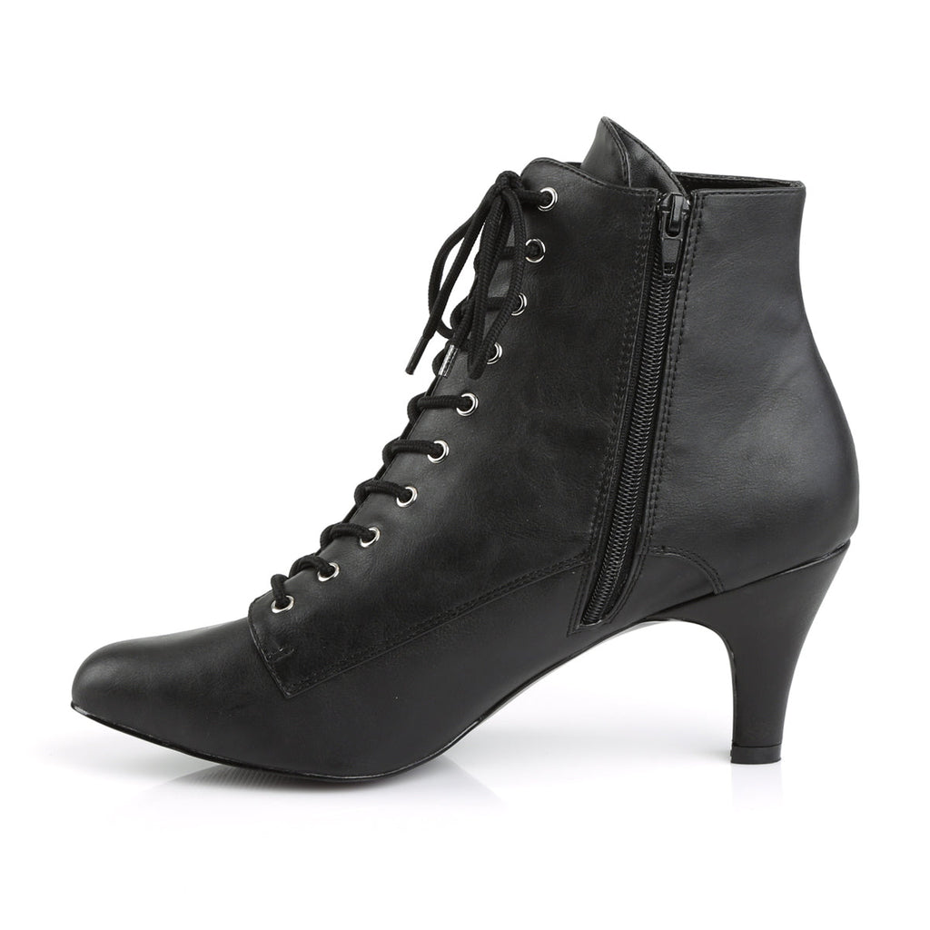 Pleaser Pink Label Womens Ankle Boots DIVINE-1020 Blk Faux Leather