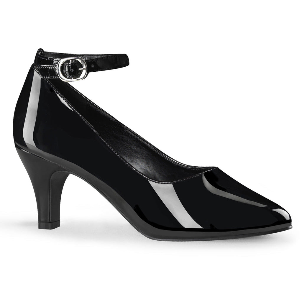 Pleaser Pink Label Womens Pumps DIVINE-431 Blk Pat