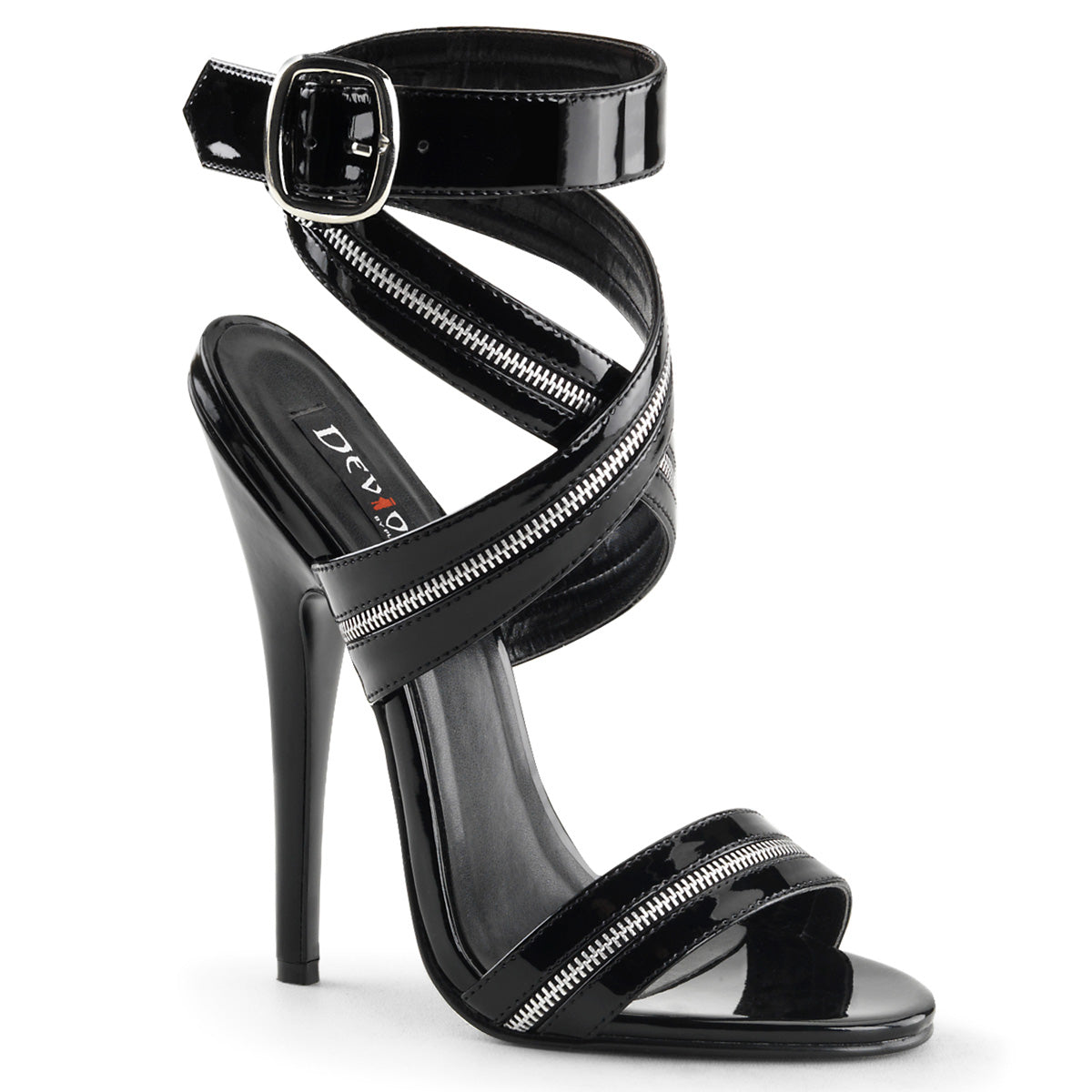 Devious Womens Sandals DOMINA-119 Blk Pat