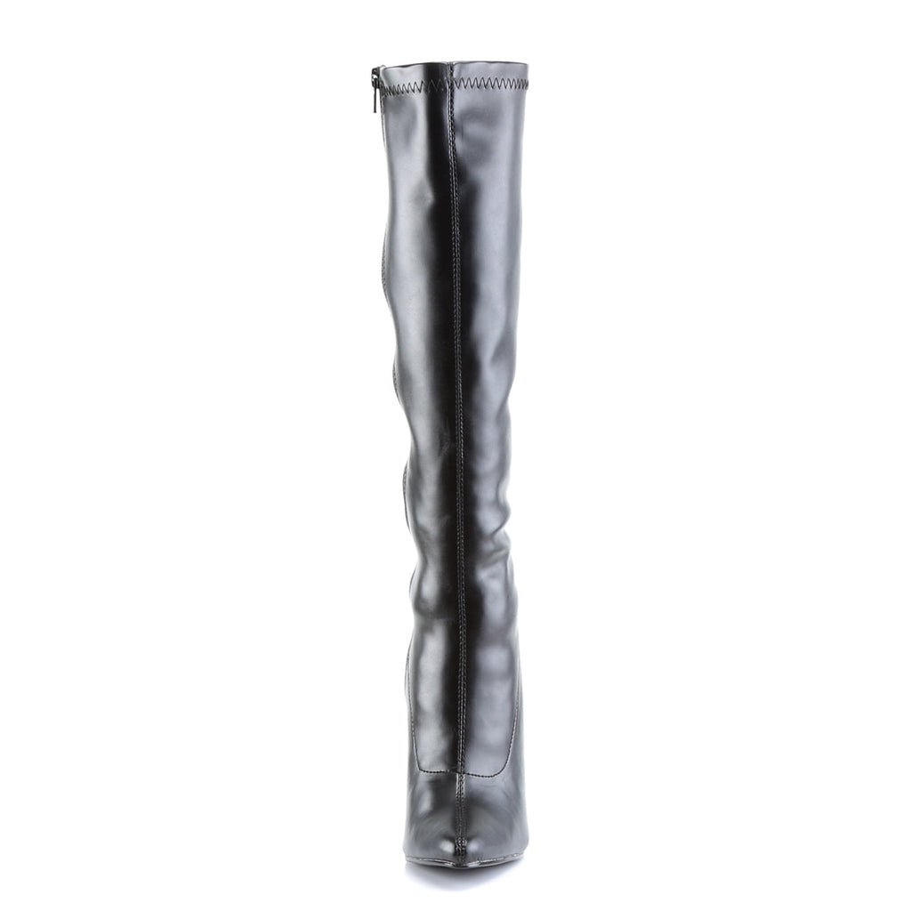 Devious Womens Boots DOMINA-2000 Blk Str Pu