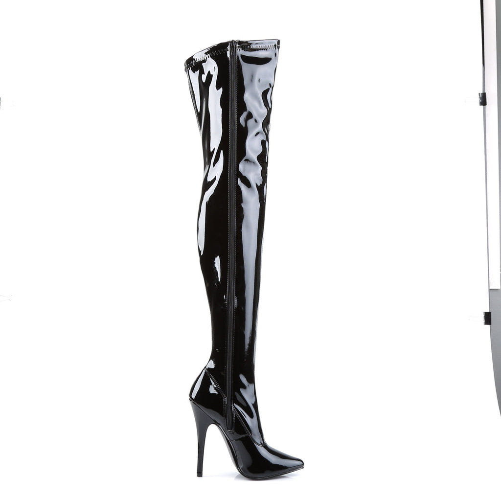 Devious Womens Boots DOMINA-3000 Blk Str Pat