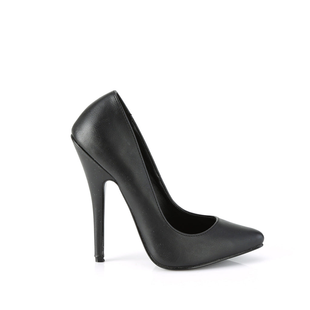 Devious Womens Pumps DOMINA-420 Blk Faux Leather
