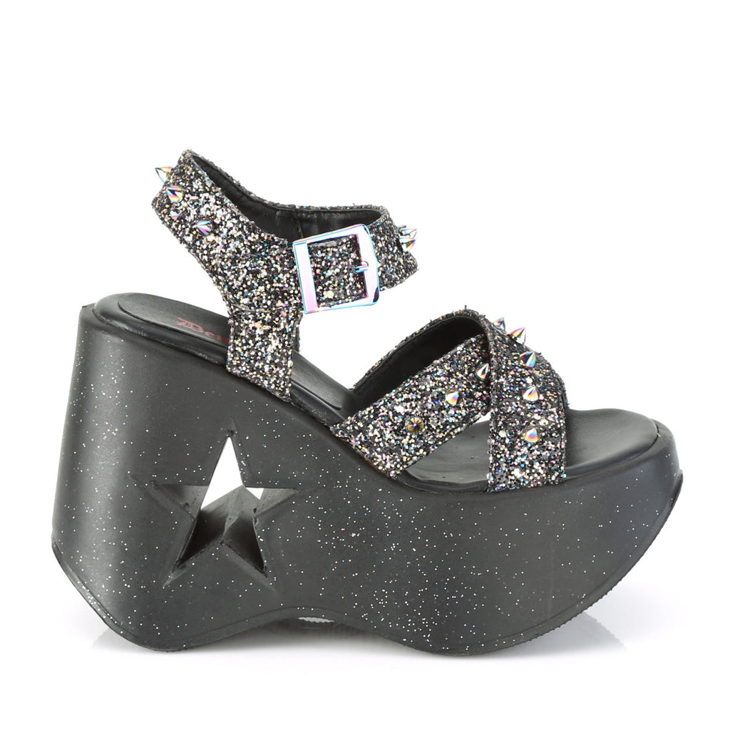DemoniaCult Women's Sandals DYNAMITE-02 Blk Multi Glitter