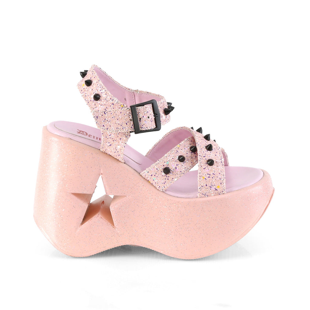 DemoniaCult Women's Sandals DYNAMITE-02 Baby Pink Glitter