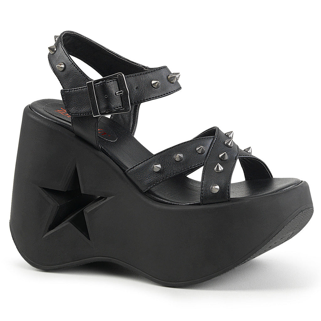 DemoniaCult Womens Sandals DYNAMITE-02 Blk Vegan Leather