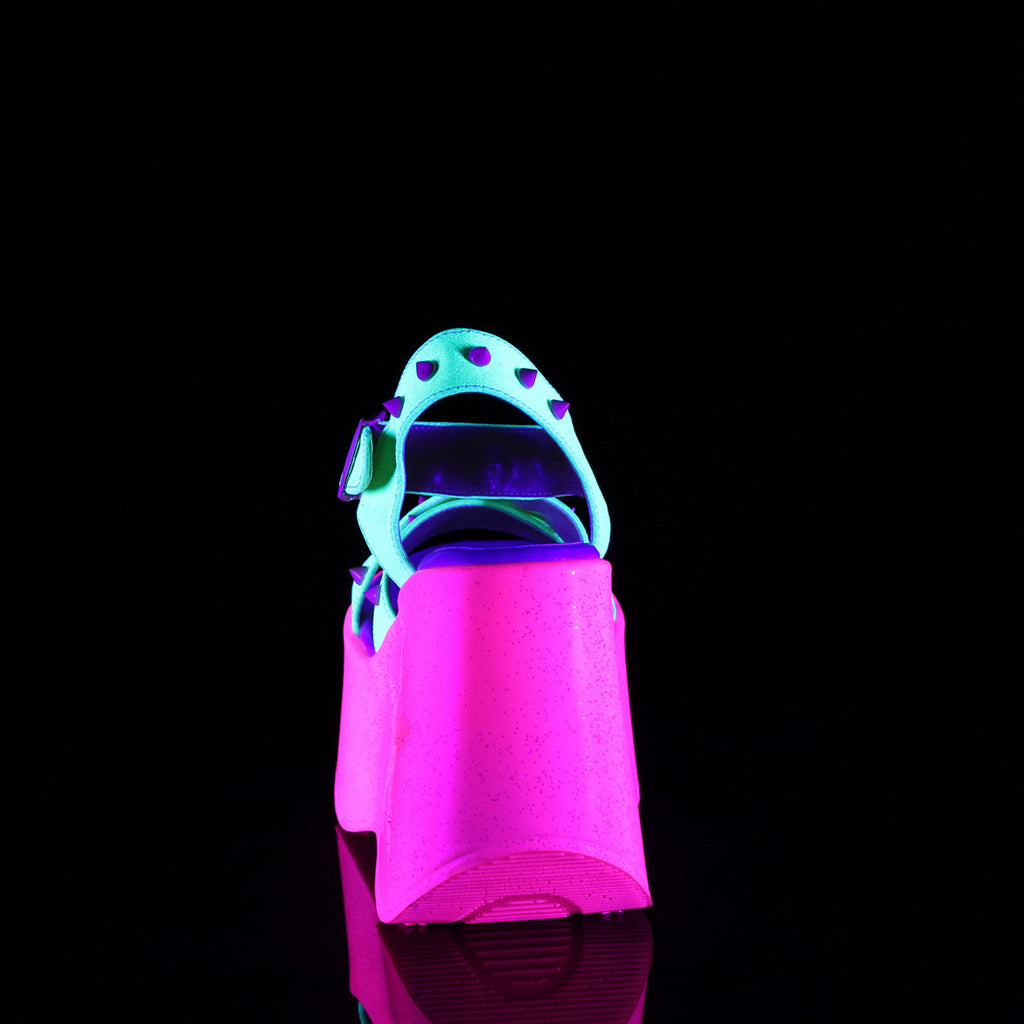 DemoniaCult Womens Sandals DYNAMITE-02 Neon Yellow Glitter/Pink