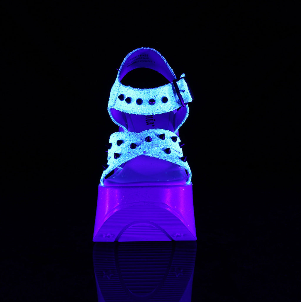 DemoniaCult Womens Sandals DYNAMITE-02 Wht Multi Glitter