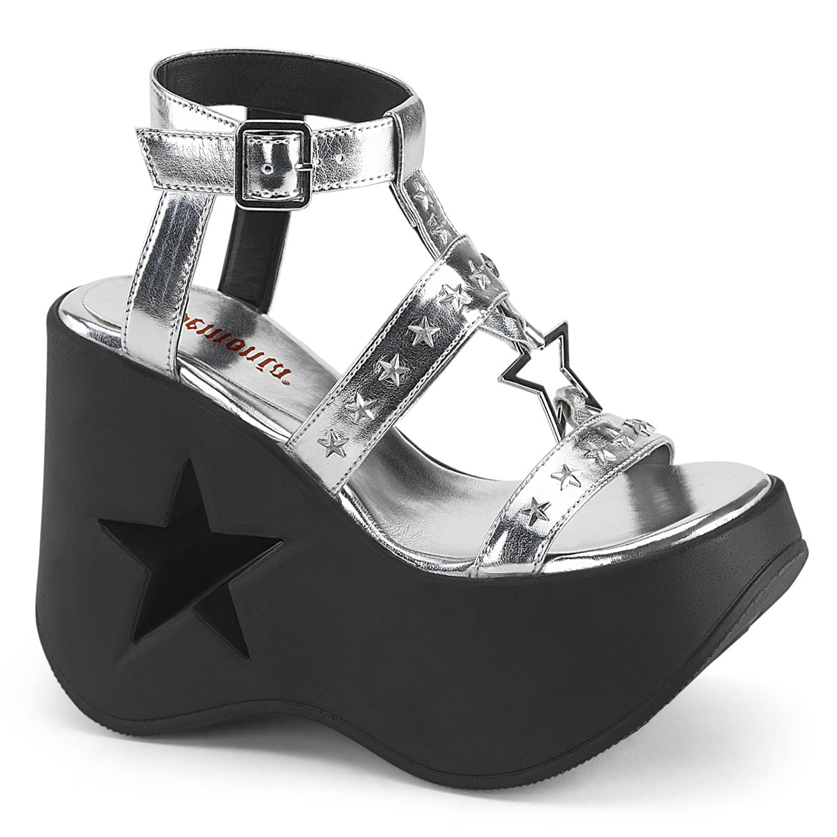 DemoniaCult   DYNAMITE-12 Silver Metallic Vegan Leather