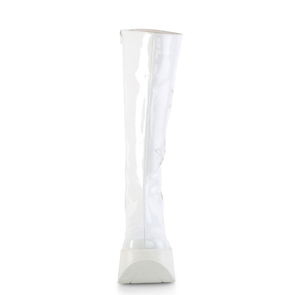 DemoniaCult  Boots DYNAMITE-218 Wht Pat-Wht Multi Glitter