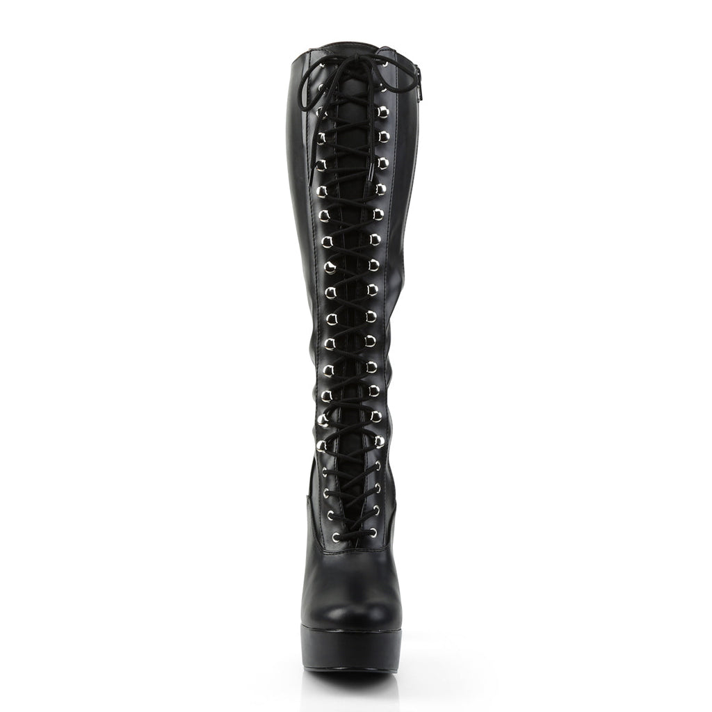 Pleaser Womens Boots ELECTRA-2023 Blk Str Faux Leather