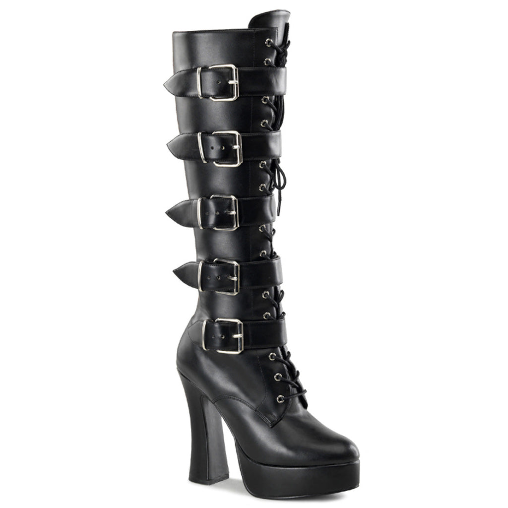 Pleaser Womens Boots ELECTRA-2042 Blk Faux Leather