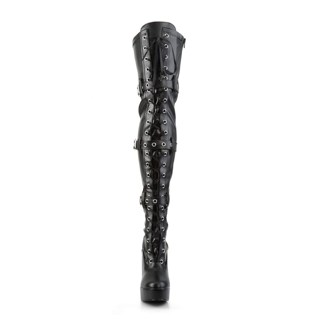 Pleaser Womens Boots ELECTRA-3028 Blk Str Faux Leather