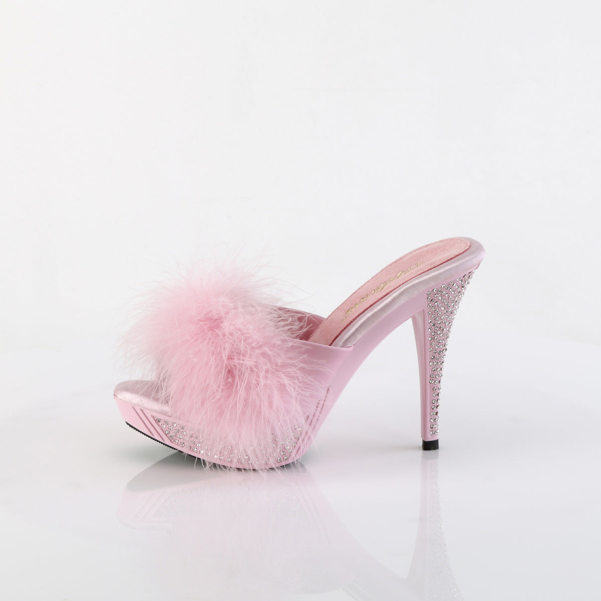 Fabulicious   ELEGANT-401F B. Pink Marabou-Faux Leather/B. Pink
