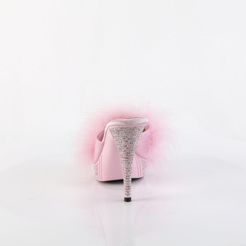 Fabulicious   ELEGANT-401F B. Pink Marabou-Faux Leather/B. Pink