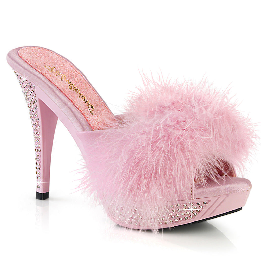 Fabulicious   ELEGANT-401F B. Pink Marabou-Faux Leather/B. Pink