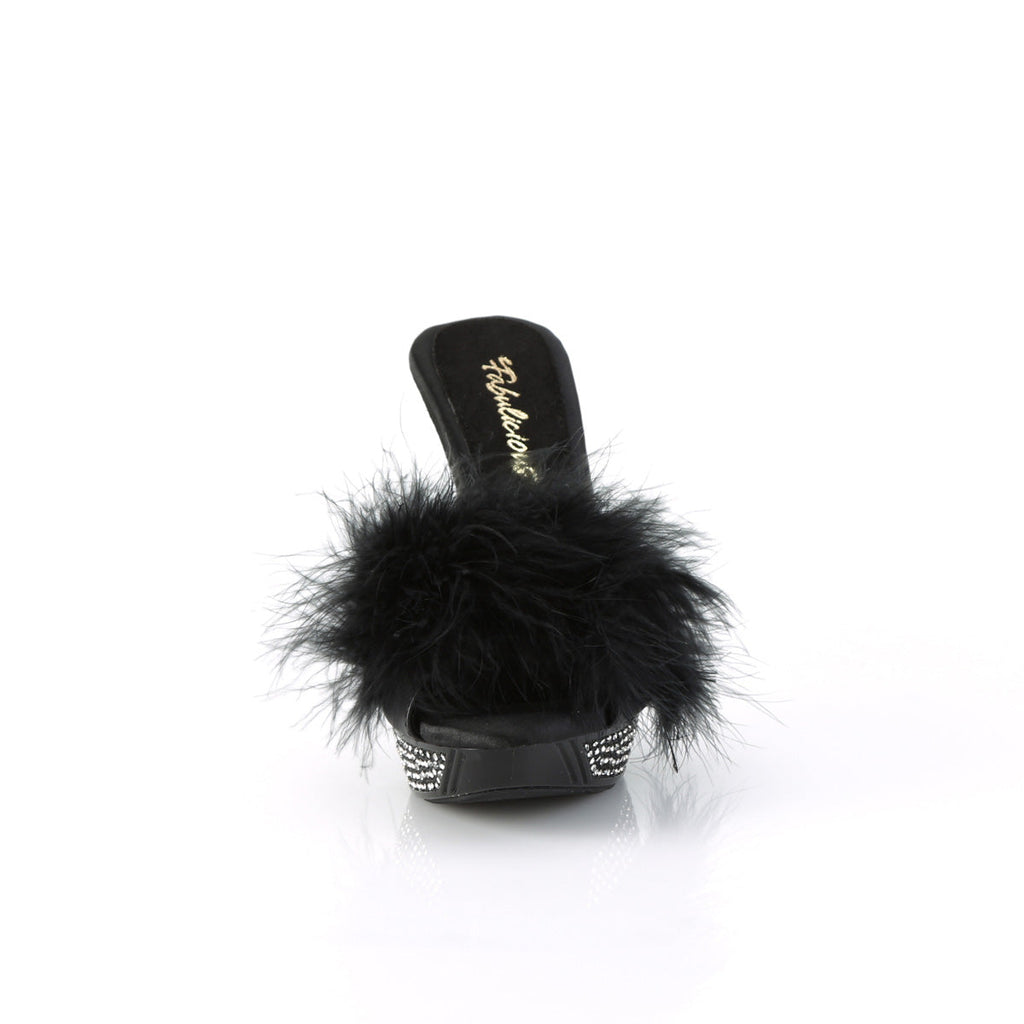 Fabulicious   ELEGANT-401F Blk Marabou-Faux Leather/Blk