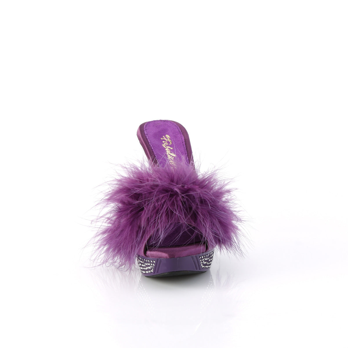 Fabulicious   ELEGANT-401F Purple Marabou-Faux Leather/Purple