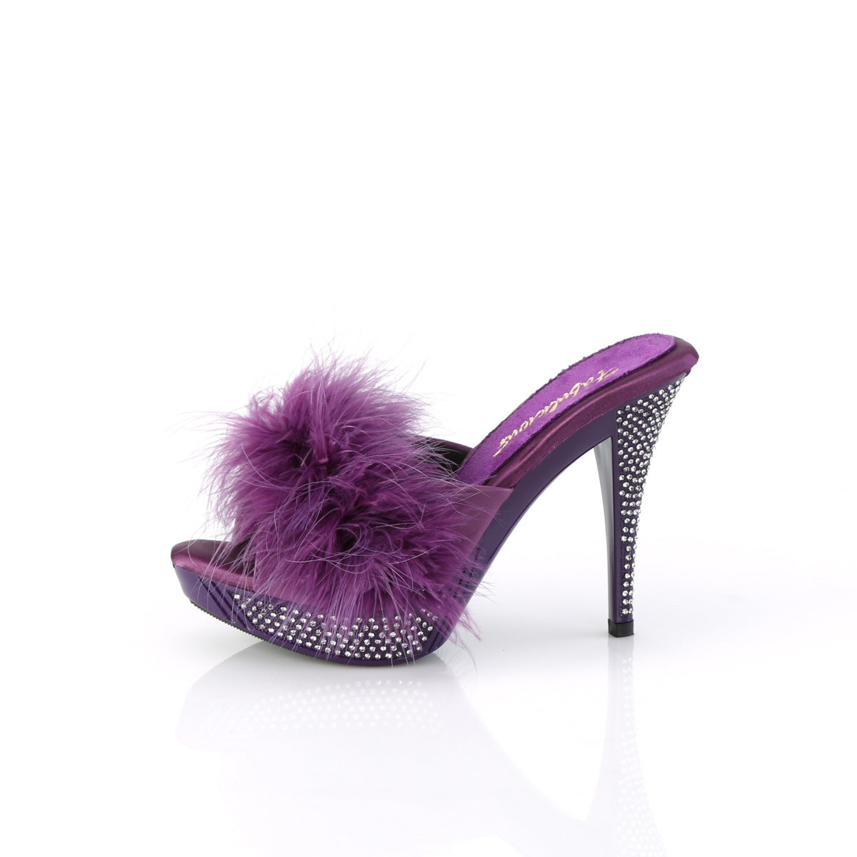 Fabulicious   ELEGANT-401F Purple Marabou-Faux Leather/Purple