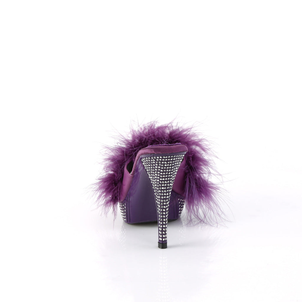 Fabulicious   ELEGANT-401F Purple Marabou-Faux Leather/Purple