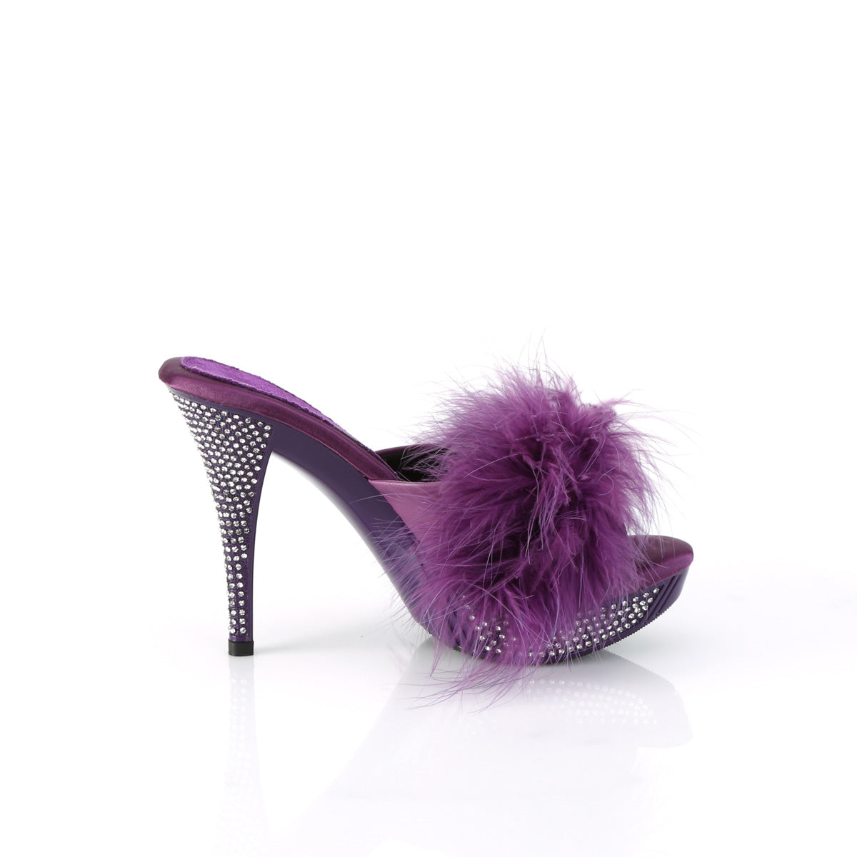Fabulicious   ELEGANT-401F Purple Marabou-Faux Leather/Purple