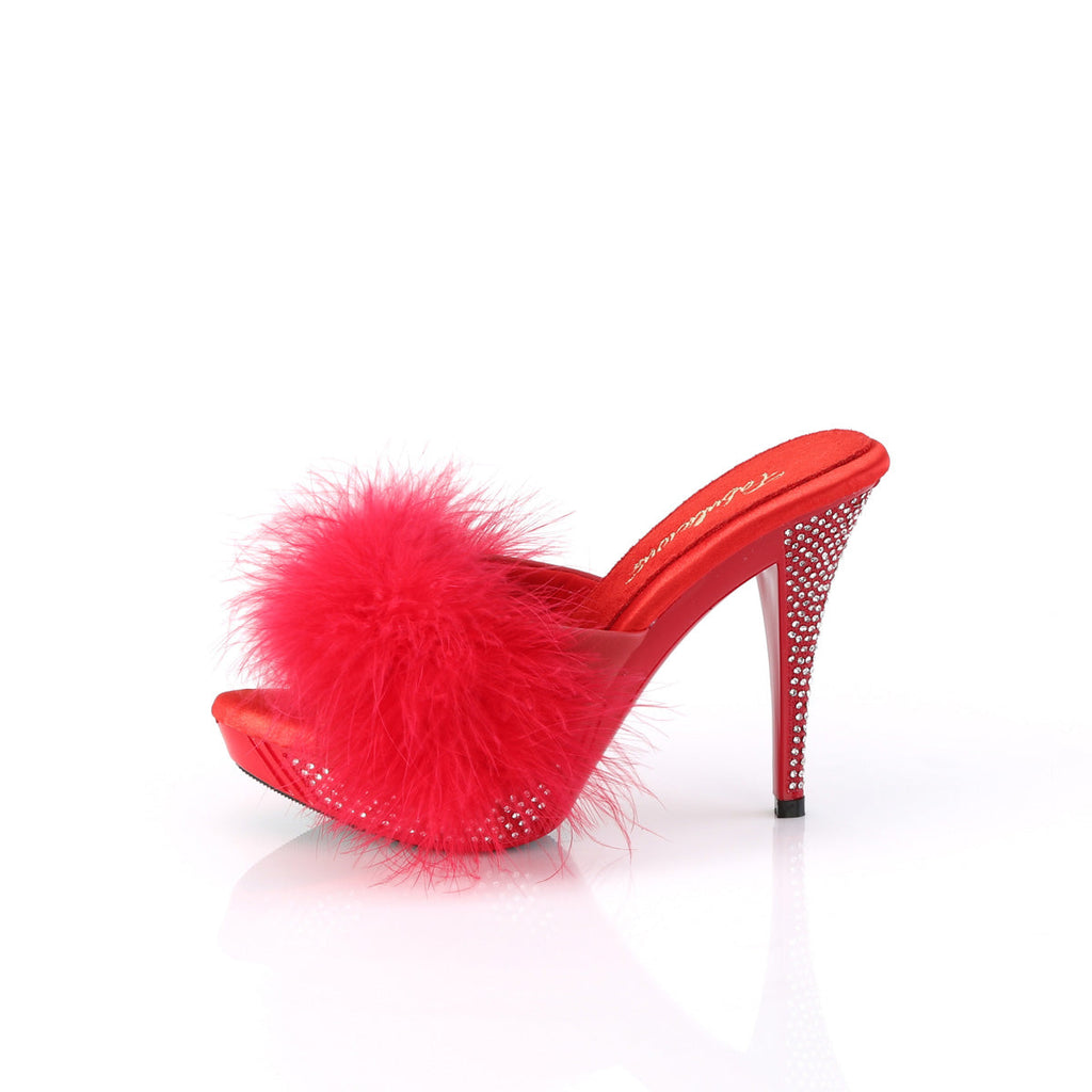 Fabulicious   ELEGANT-401F Red Marabou-Faux Leather/Red
