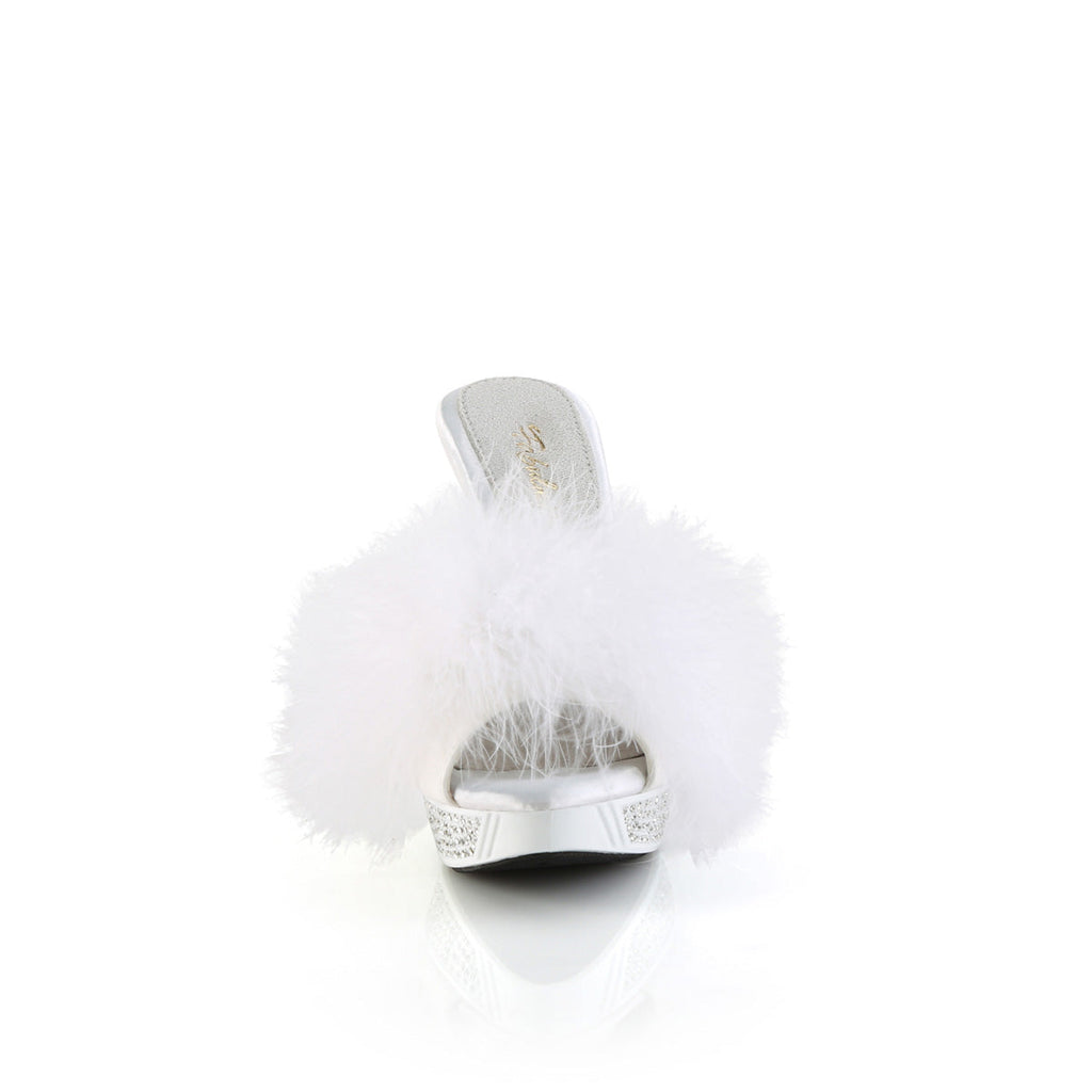 Fabulicious   ELEGANT-401F Wht Marabou-Faux Leather/Wht