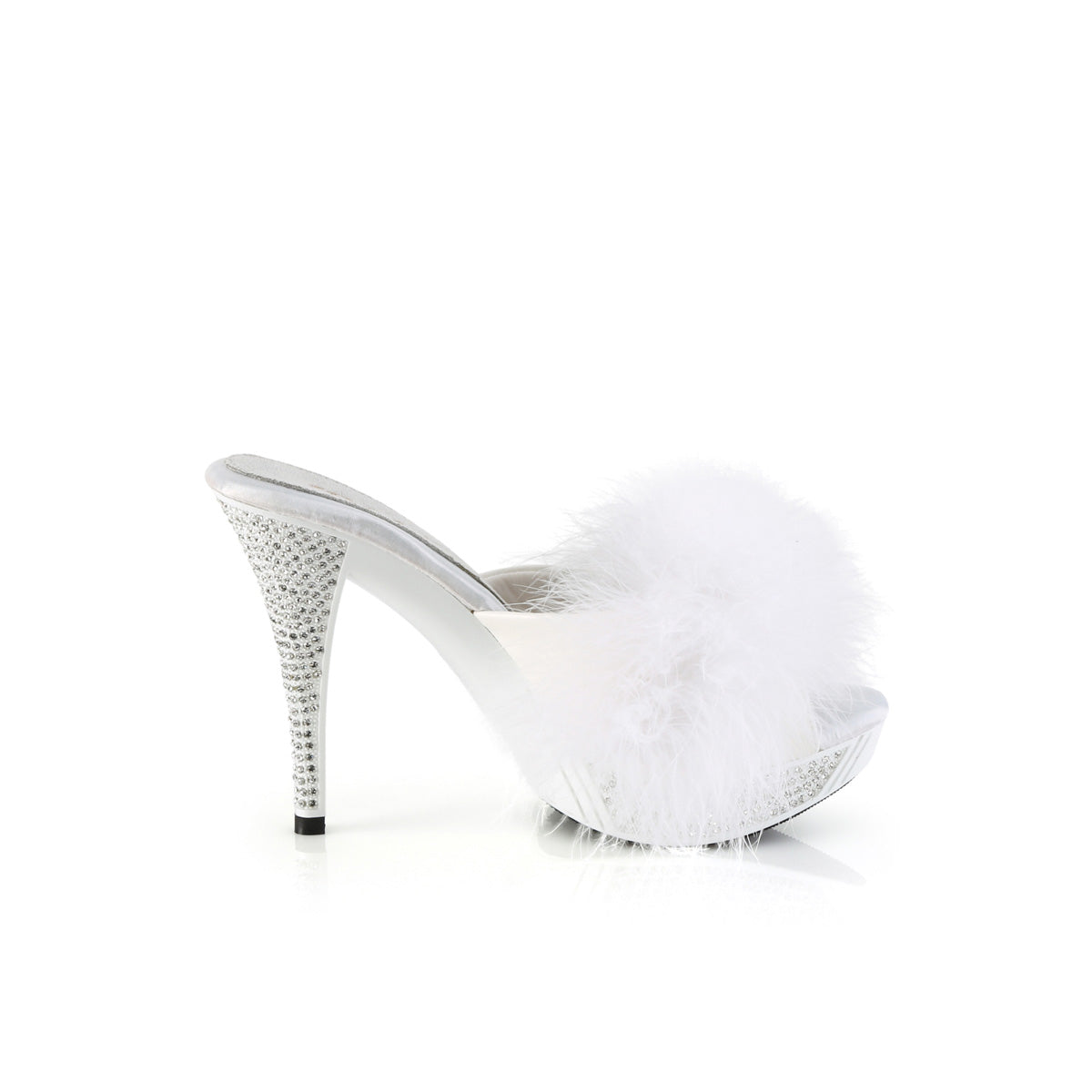 Fabulicious   ELEGANT-401F Wht Marabou-Faux Leather/Wht