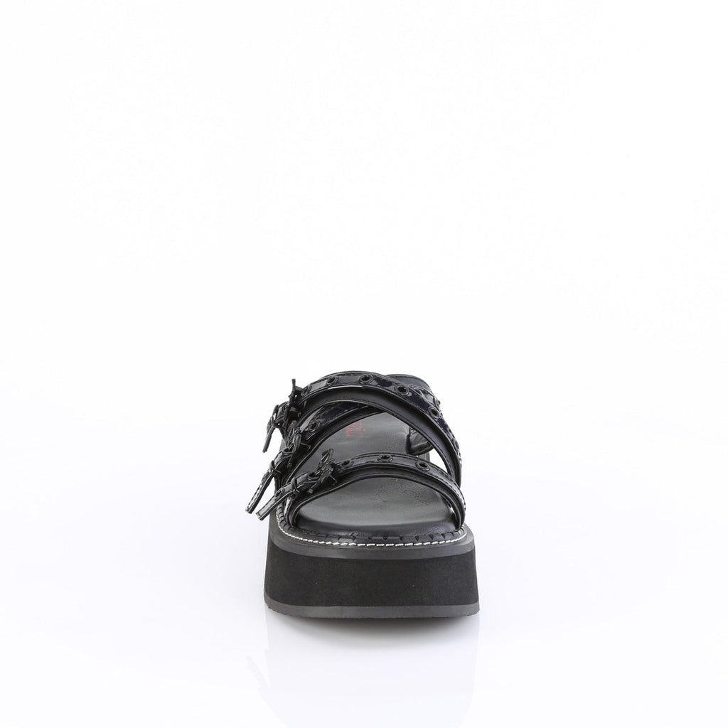 DemoniaCult   EMILY-07 Blk Vegan Leather-Holo Pat
