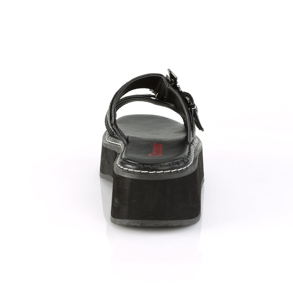 DemoniaCult Womens Sandals EMILY-100 Blk Vegan Leather