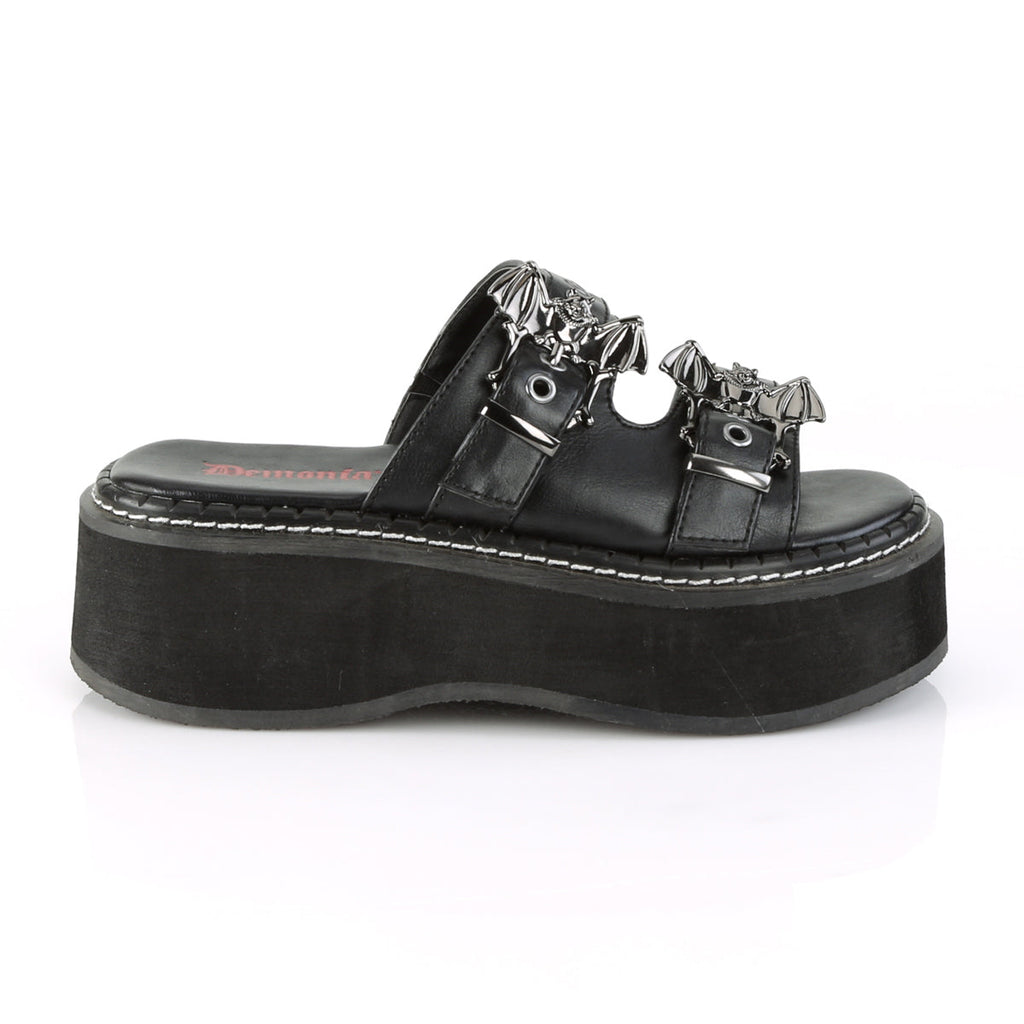 DemoniaCult Womens Sandals EMILY-100 Blk Vegan Leather
