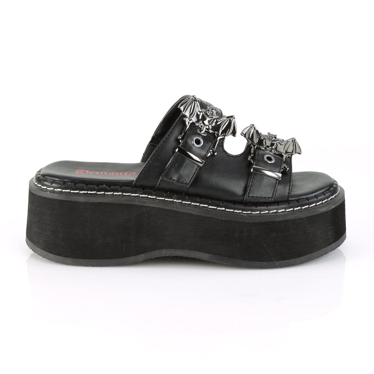 DemoniaCult Womens Sandals EMILY-100 Blk Vegan Leather