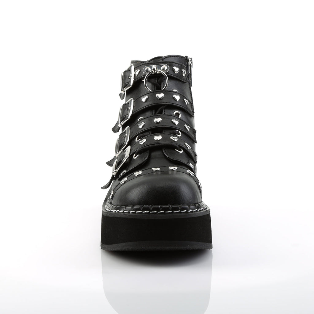 DemoniaCult Womens Ankle Boots EMILY-315 Blk Vegan Leather
