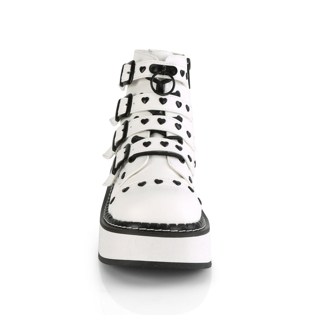 DemoniaCult Womens Ankle Boots EMILY-315 White Vegan Leather