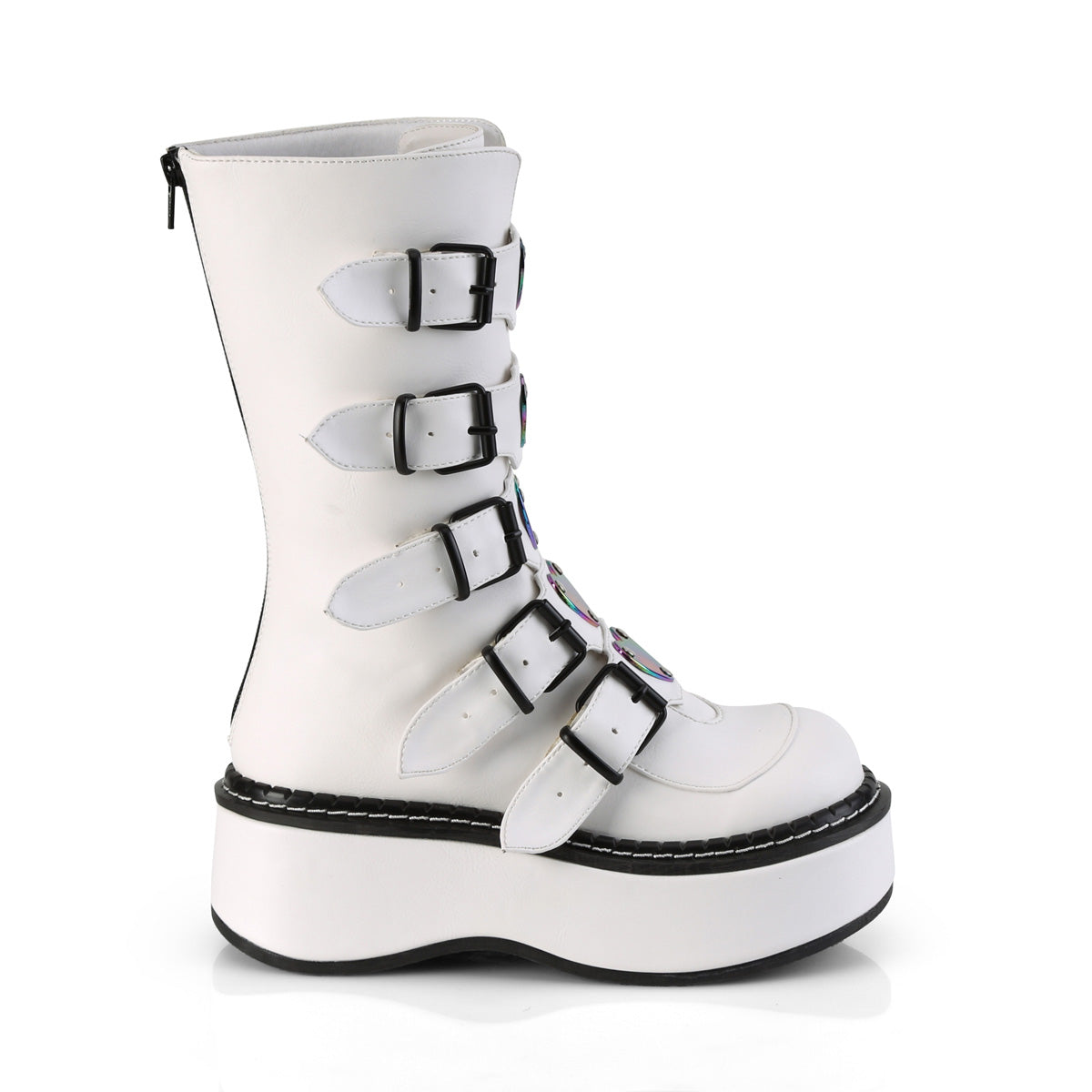 DemoniaCult Womens Boots EMILY-330 Wht Vegan Leather