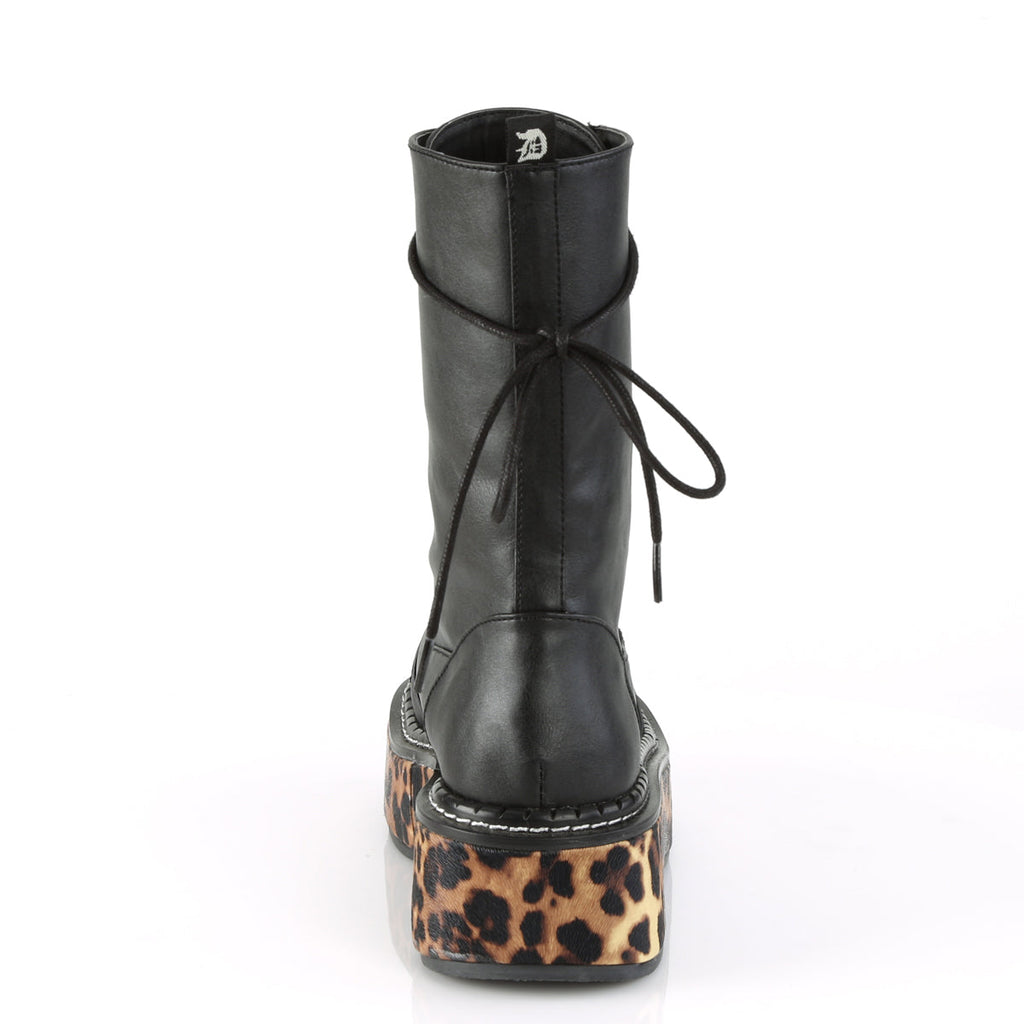 DemoniaCult Womens Boots EMILY-350 Blk-Leopard Print Vegan Leather