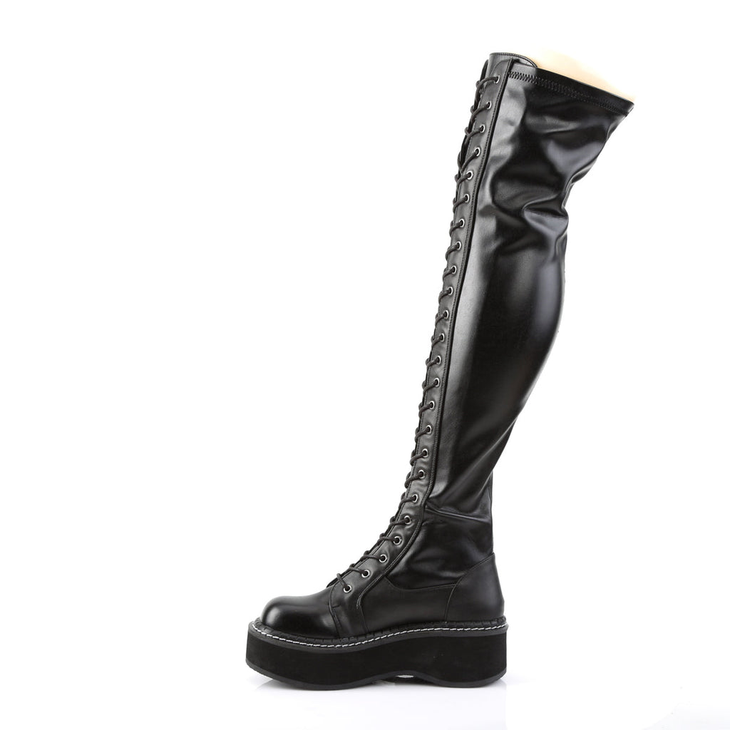 DemoniaCult Womens Boots EMILY-375 Blk Str Vegan Leather