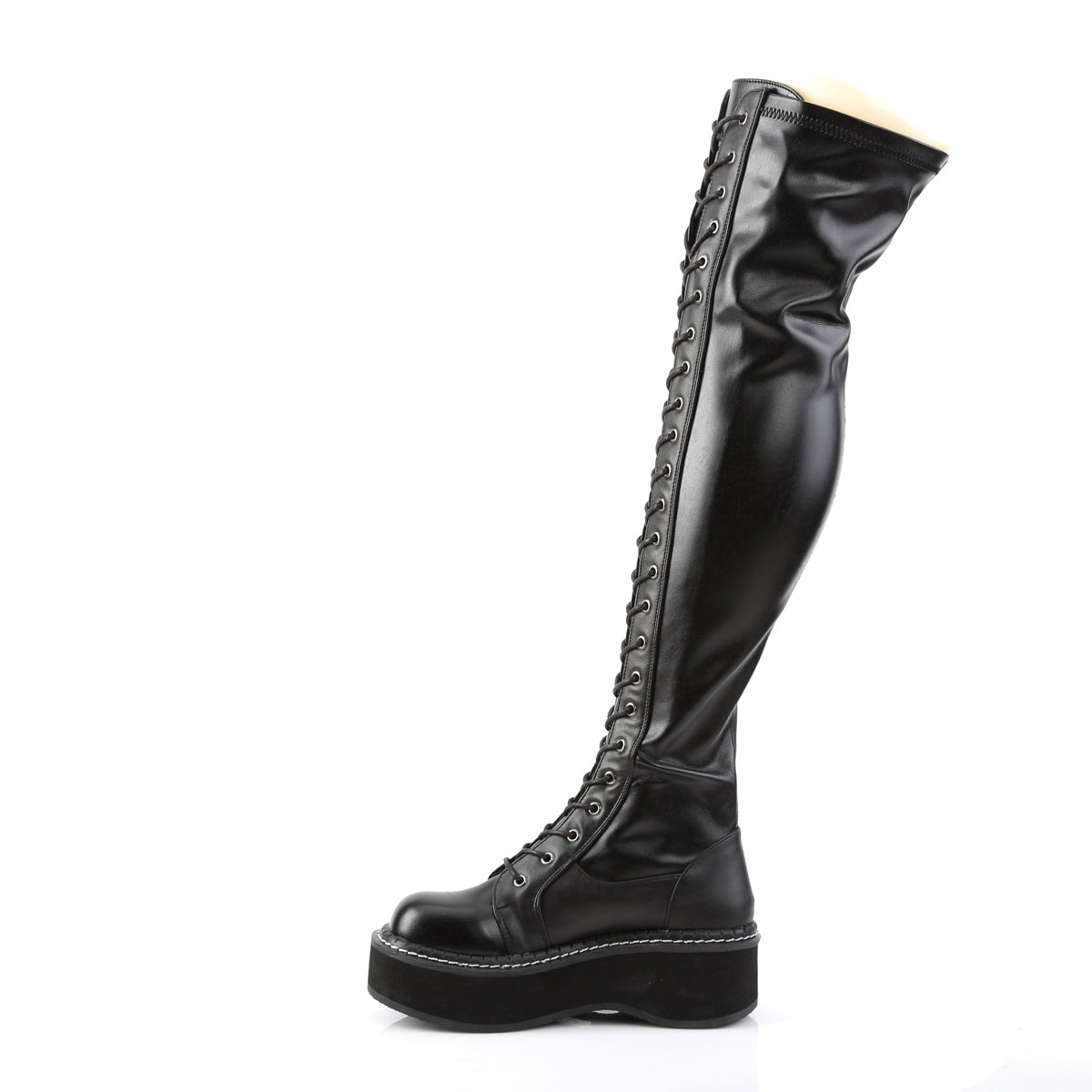 DemoniaCult Womens Boots EMILY-375 Blk Str Vegan Leather