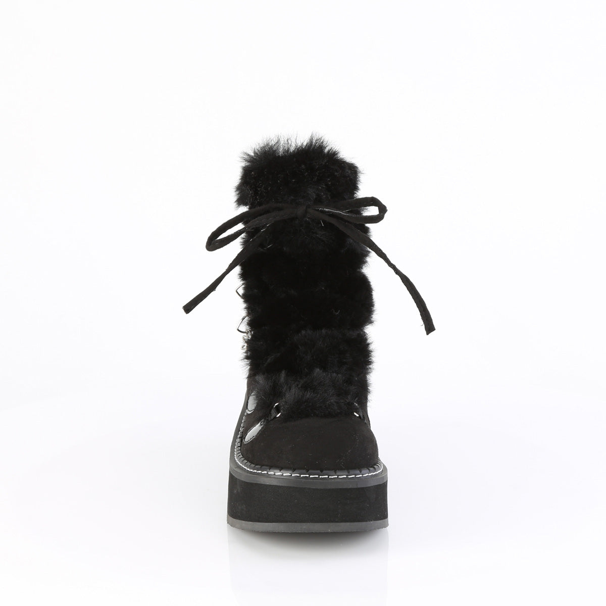 DemoniaCult   EMILY-55 Blk Vegan Suede-Faux Fur