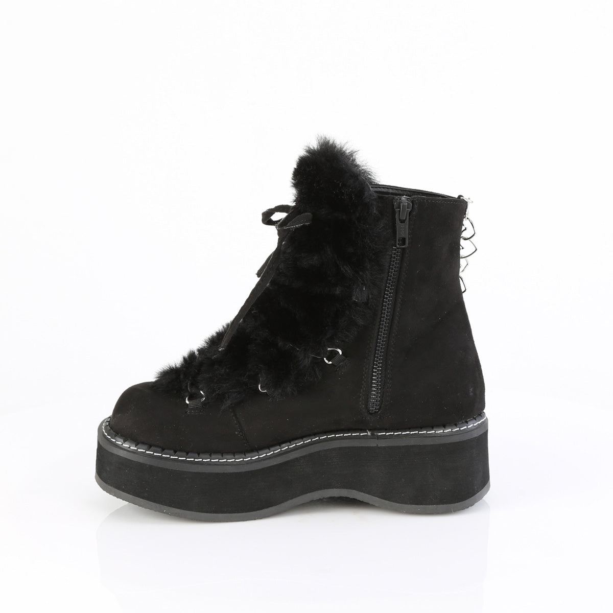 DemoniaCult   EMILY-55 Blk Vegan Suede-Faux Fur