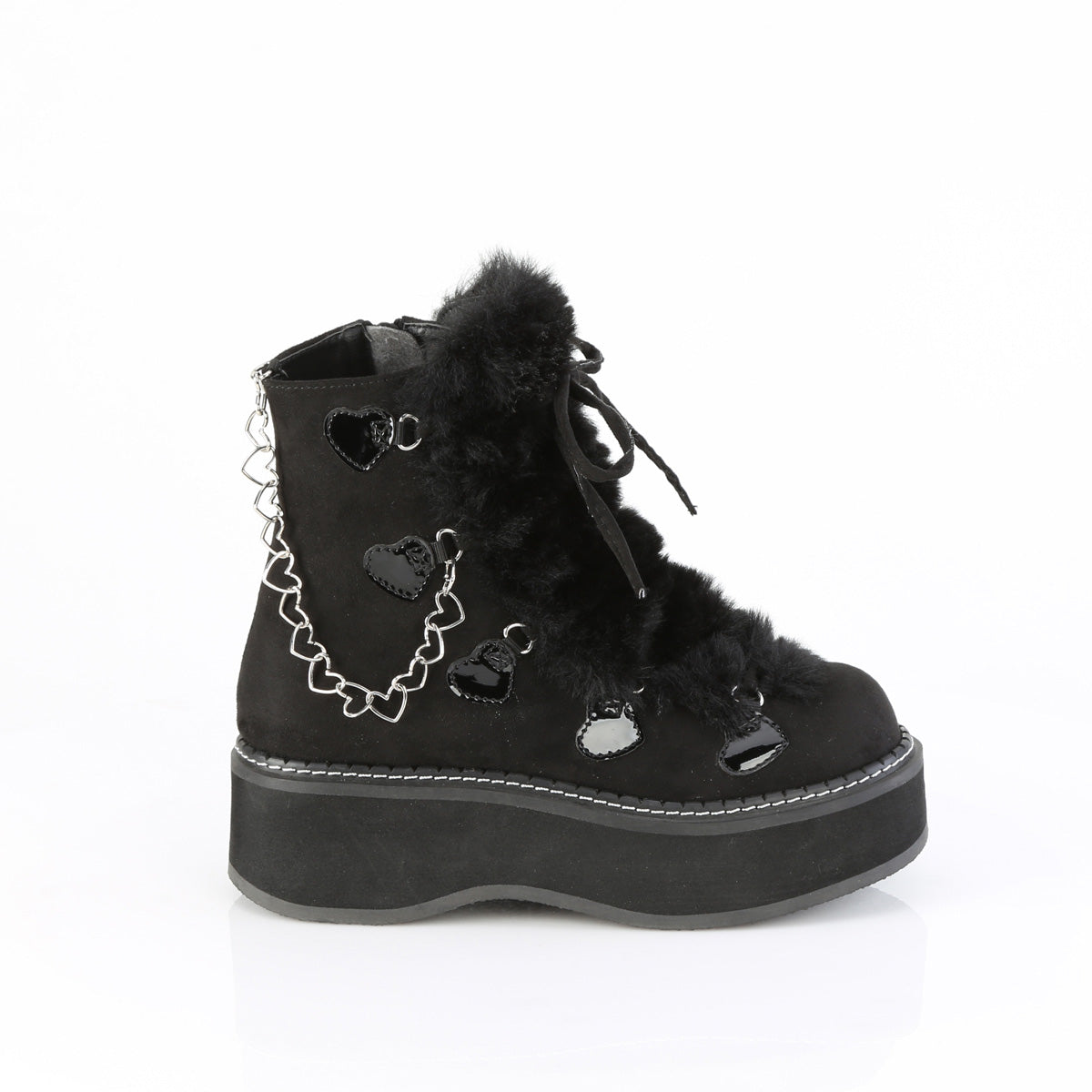 DemoniaCult   EMILY-55 Blk Vegan Suede-Faux Fur