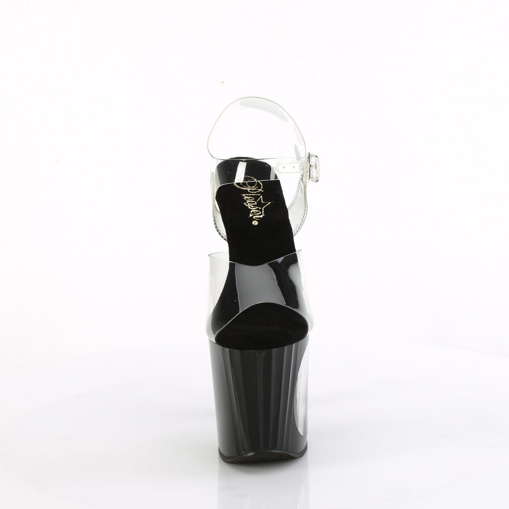 Pleaser   ENCHANT-708LT-CIRCLE Clr/Blk-Slv Glitter