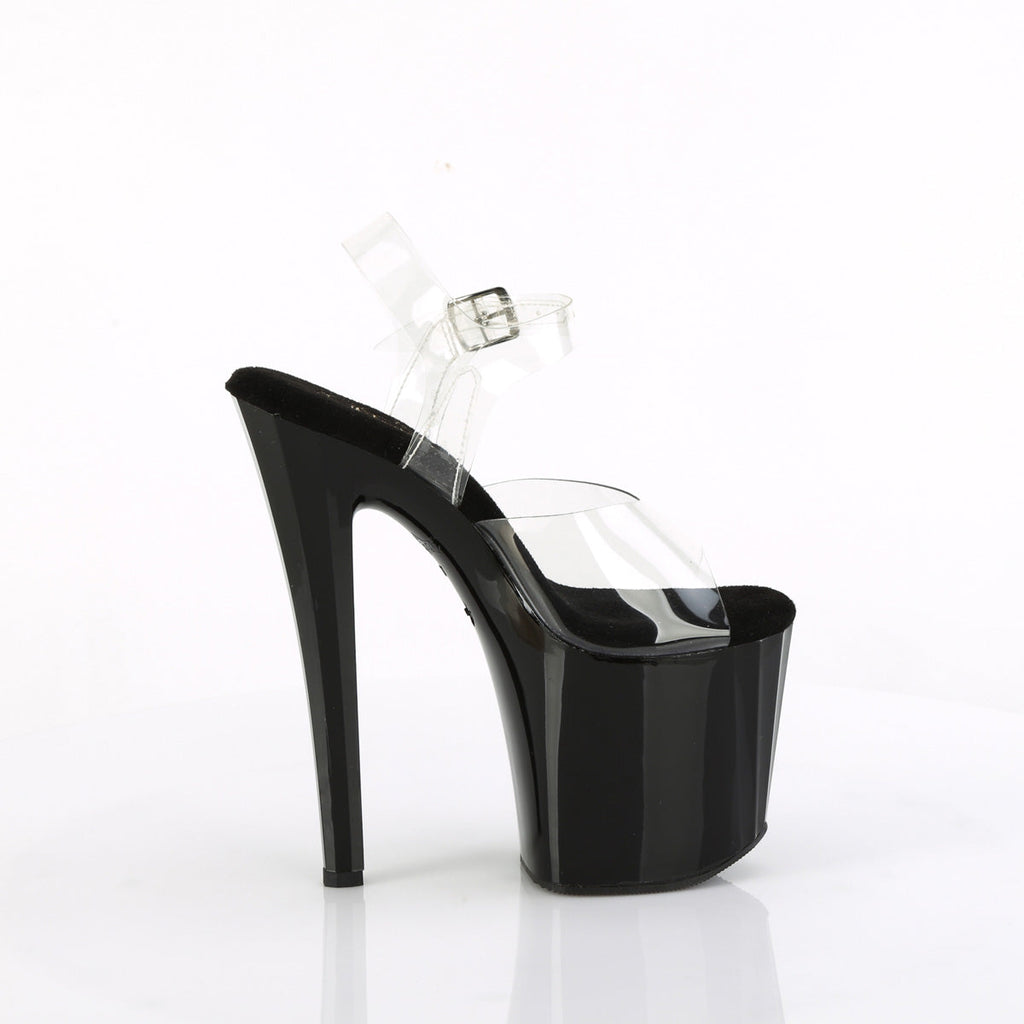 Pleaser   ENCHANT-708LT-CIRCLE Clr/Blk-Slv Glitter