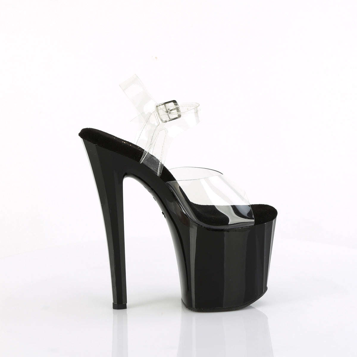 Pleaser   ENCHANT-708LT-CIRCLE Clr/Blk-Slv Glitter
