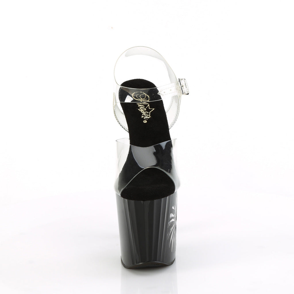 Pleaser   ENCHANT-708LT-PINWHE Clr/Blk-Slv Glitter